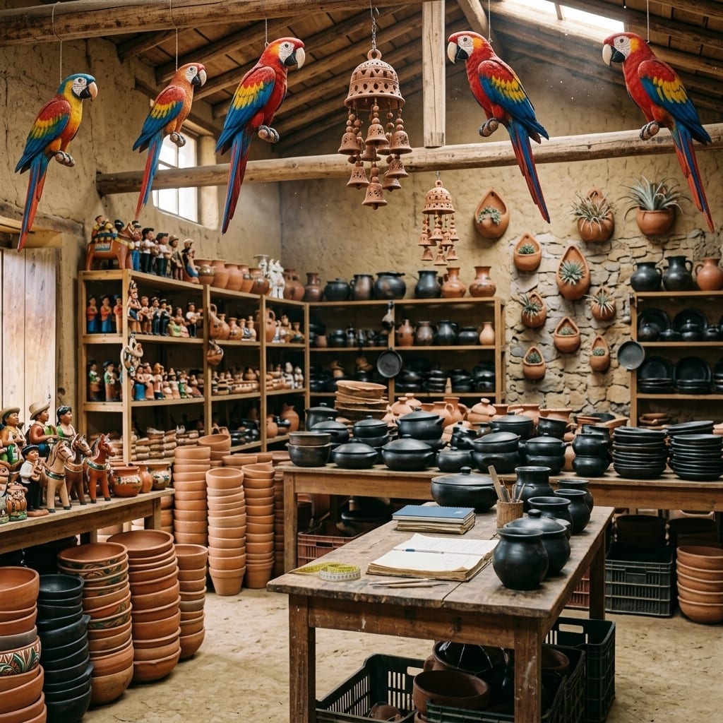 Exhibición y bodega tradicional de alfarería de Ráquira y La Chamba